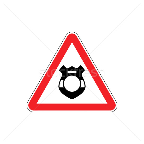 Warning cop. Police badge on red triangle. Road sign attention Stock photo © popaukropa