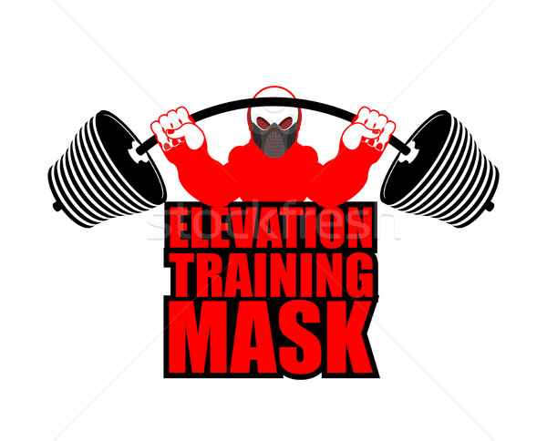 Elevation Training mask fitness. Athlete and barbell. Emblem for Stock photo © popaukropa