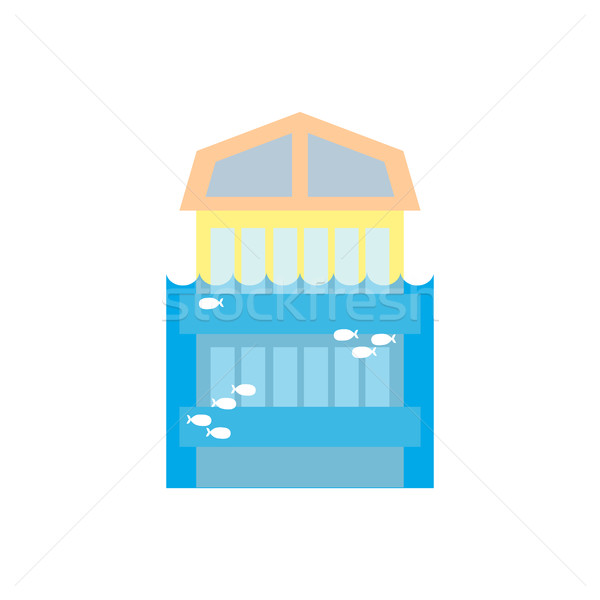 Flooding Building. many of water architecture. Deluge institutio Stock photo © popaukropa