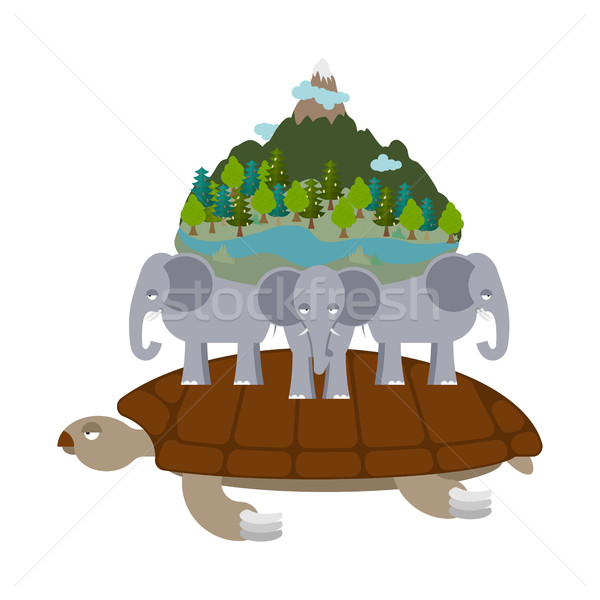 Mythological planet earth. turtle carrying elephants. Ancient re Stock photo © popaukropa