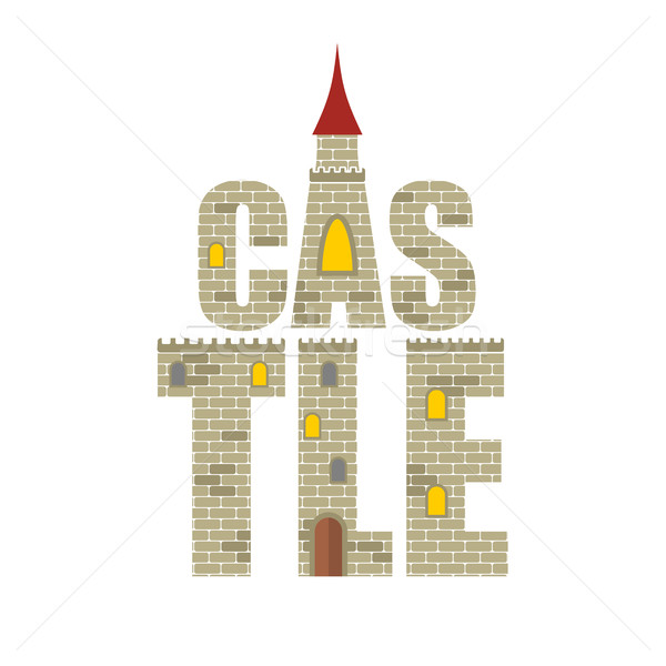 Castle with  Red Tower. Letters from the stones. Vector illustra Stock photo © popaukropa