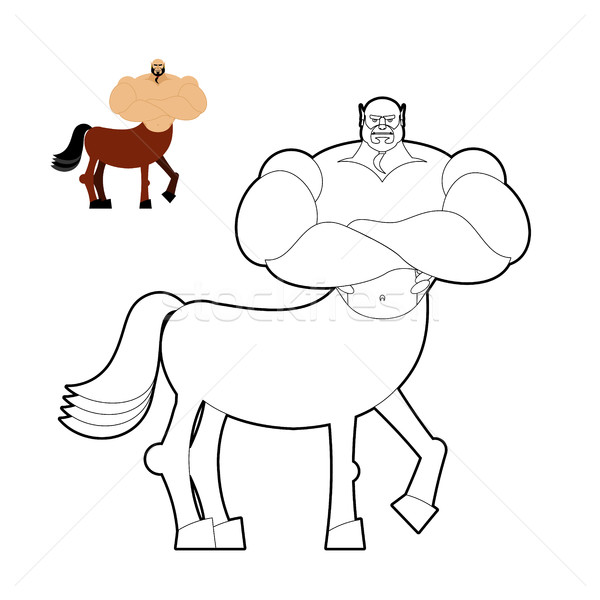 Centaur coloring book. Line style of mythical creature. Half hor Stock photo © popaukropa