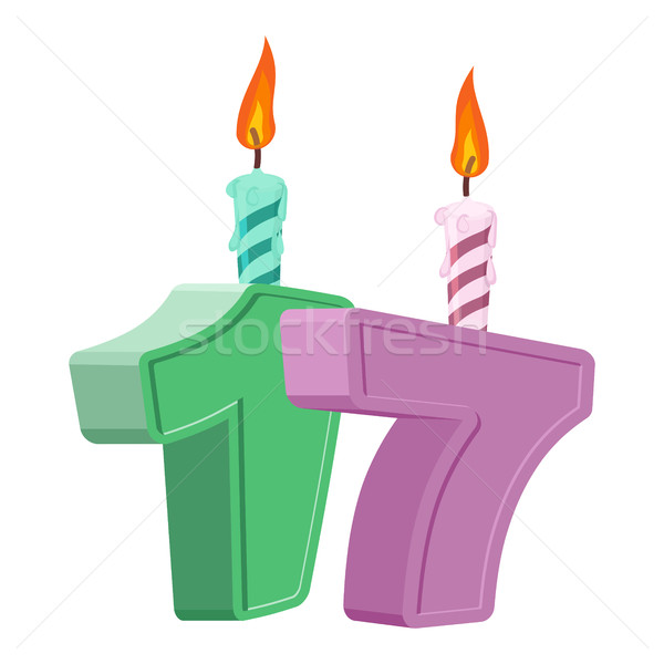 17 years birthday. Number with festive candle for holiday cake.  Stock photo © popaukropa