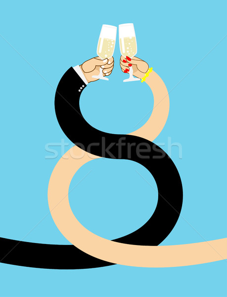 March 8 symbol. Male and female hand to drink wine. Brotherhood  Stock photo © popaukropa
