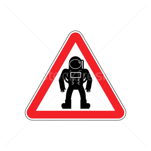 Astronaut Warning sign red. Cosmonaut Hazard attention symbol. D Stock photo © popaukropa
