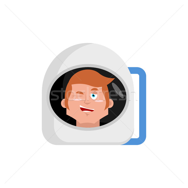 Astronaut winks Emoji. Cosmonaut happy emotion isolated Stock photo © popaukropa