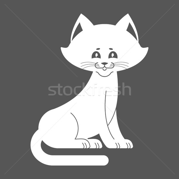 White Cat isolated. cute kitten is sitting. Pet Stock photo © popaukropa