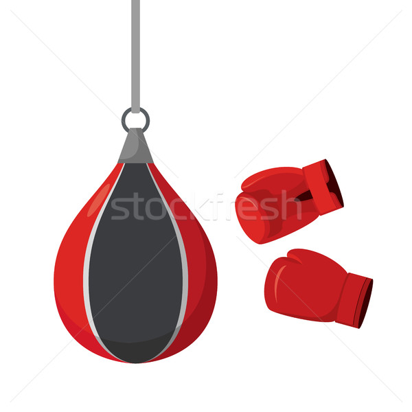 Punching bag and gloves. Attempts on sports equipment. training  Stock photo © popaukropa