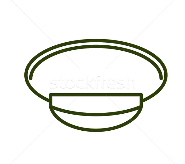 Military cap line style. Army officer hat icon Stock photo © popaukropa