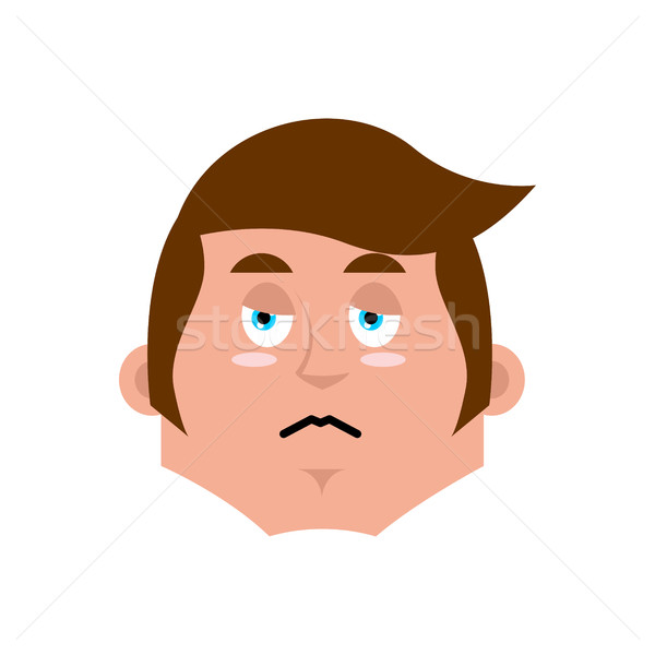 Guy sad Emoji. boy sorrowful emotion isolated. young man face Stock photo © popaukropa