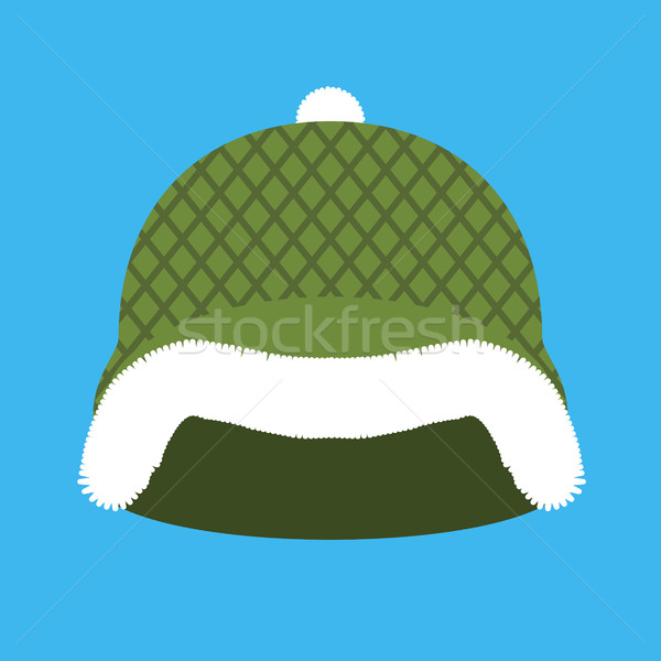 Stock photo: Santa Claus Helmet. Red Military hard hat with fur. Army Christm