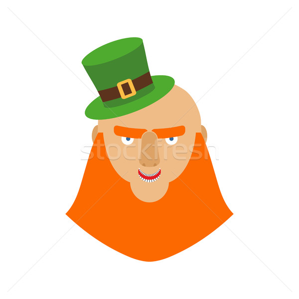 Leprechaun in green hat face. Head with Red beard. Portrait for  Stock photo © popaukropa