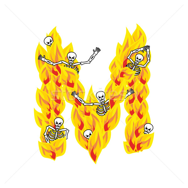 Mektup m Alevler ateşli yangın alfabe Stok fotoğraf © popaukropa
