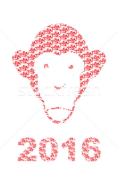 Monkey of  Chinese characters. Chinese new year style. Muzzle mo Stock photo © popaukropa