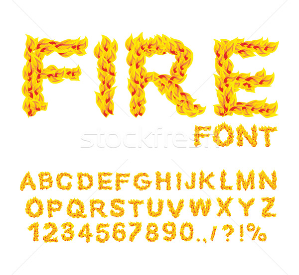 Tűz betűtípus égő láng ábécé tüzes Stock fotó © popaukropa