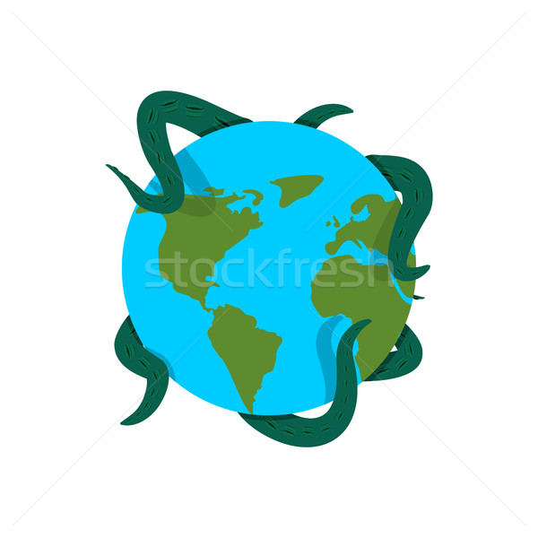 Earth in tentacles of monster. Cthulhu conquest of planet. Giant Stock photo © popaukropa