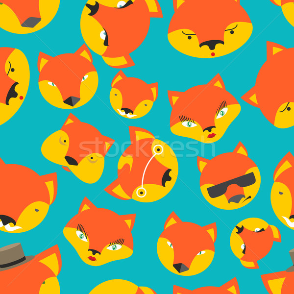 Fox seamless pattern. foxes ornament. Texture of fabric for baby Stock photo © popaukropa