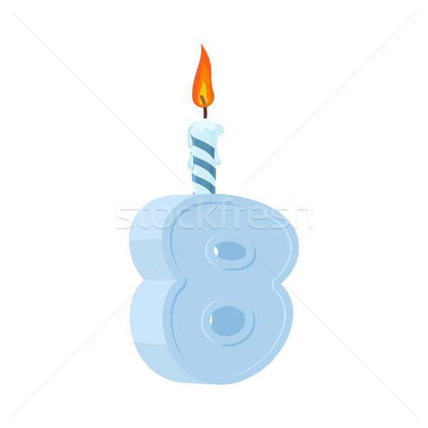 8 years birthday. Number with festive candle for holiday cake. e Stock photo © popaukropa