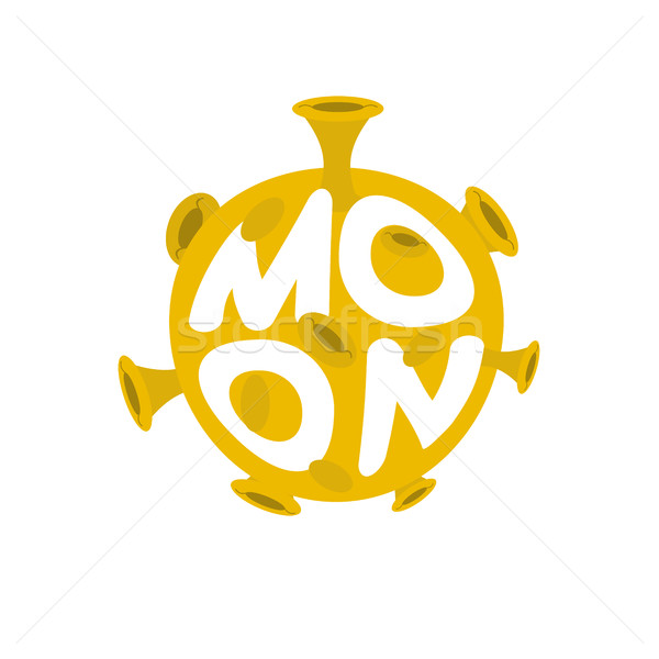 Moon lettering. Yellow Planet of solar system on white backgroun Stock photo © popaukropa