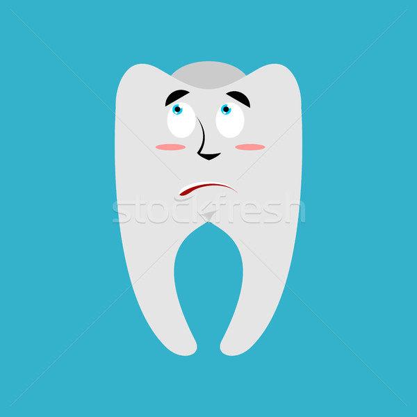 Stock photo: Tooth surprised Emoji. Teeth astonished emotion isolated