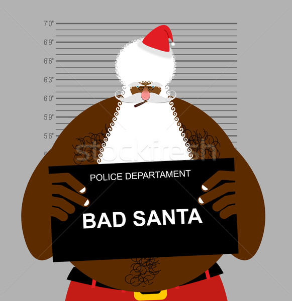 African American Santa at police station. Mugshot Black Santa ga Stock photo © popaukropa
