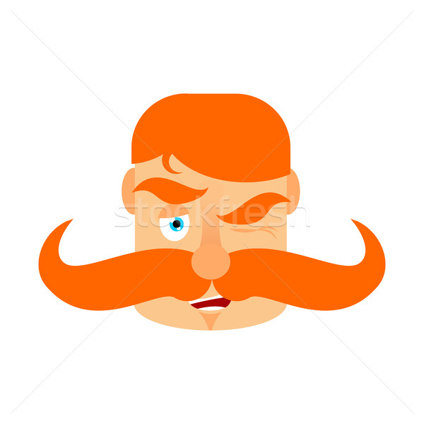 Vintage Irishman with red mustache winking Emoji. Retro Men face Stock photo © popaukropa