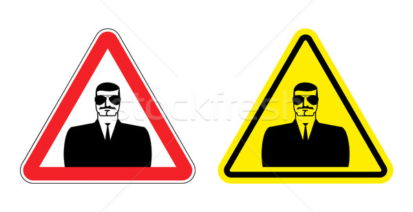 Warning sign of attention to spy. Hazard yellow sign secret agen Stock photo © popaukropa