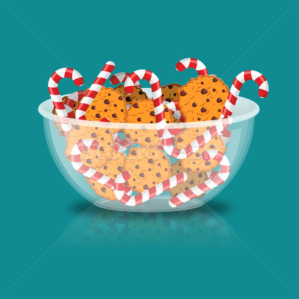 Stock foto: Pfefferminze · Weihnachten · candy · Cookies · Glas · Schüssel