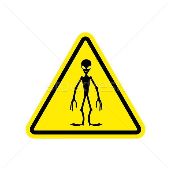 UFO Warning sign yellow. Alien Hazard attention symbol. Danger r Stock photo © popaukropa