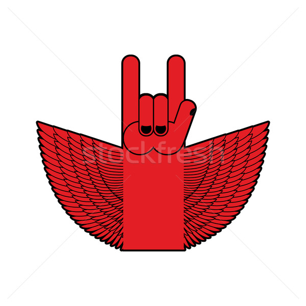 Rocha mão asas símbolo música rolar Foto stock © popaukropa