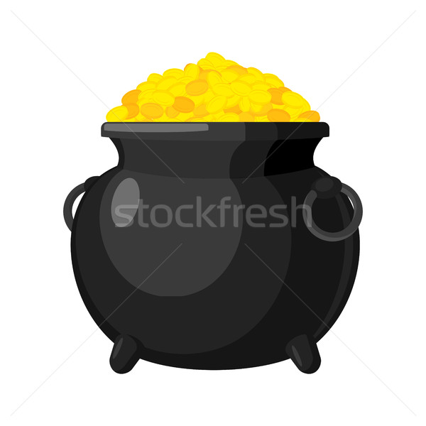 Stock photo: Leprechaun Pot Gold Isolated Bowler Golded Coins Legendary Tre