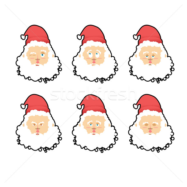 Santa Claus emotions set . Christmas character expression. Angry Stock photo © popaukropa
