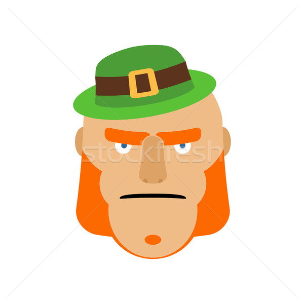 Leprechaun in green hat face. Head with Red beard. Portrait for  Stock photo © popaukropa