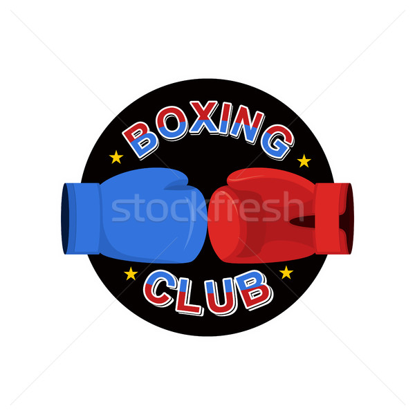 Foto stock: Boxe · emblema · azul · logotipo · equipe · de · esportes · clube