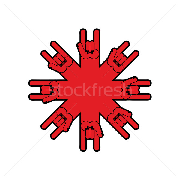 Rock hand symbol of music. Rock and roll emblem isolated Stock photo © popaukropa