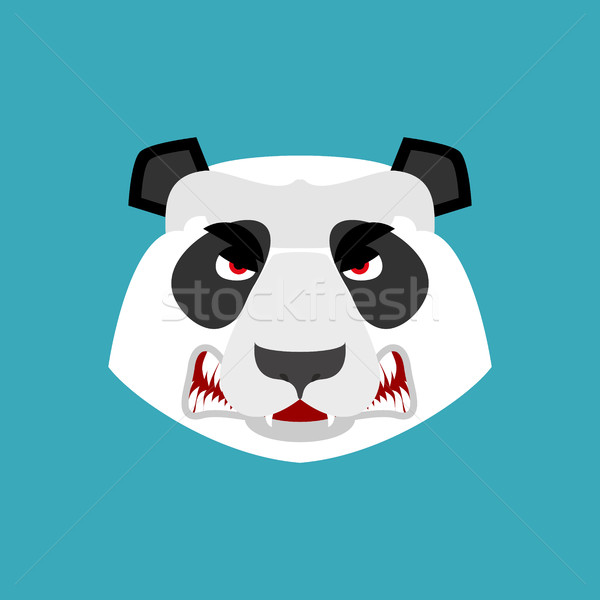 Panda angry Emoji. Chinese bear Aggressive emotion isolated Stock photo © popaukropa