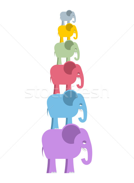 Pirâmide cor elefantes colorido animais bonitos selva Foto stock © popaukropa