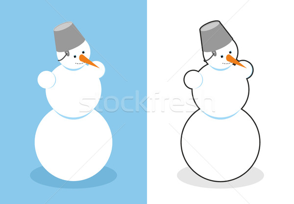 Snowman. Man made of snow for new year. Cute Christmas character Stock photo © popaukropa