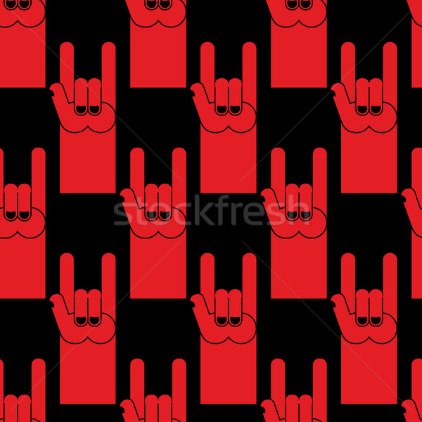 Rock hand sign red seamless pattern. Background of  symbol of ro Stock photo © popaukropa