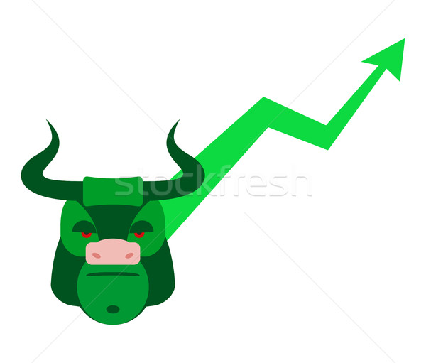 Green Bull Up Arrow. Exchange Trader illustration. Business conc Stock photo © popaukropa