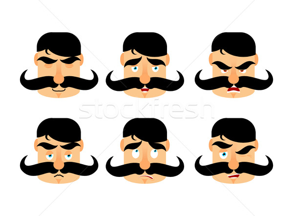Man with mustache emotions. Vintage barbel expression. Angry and Stock photo © popaukropa