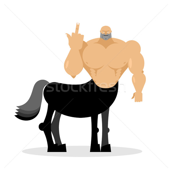 Angry centaur shows fuck. Magic bully. Angry mythical character. Stock photo © popaukropa
