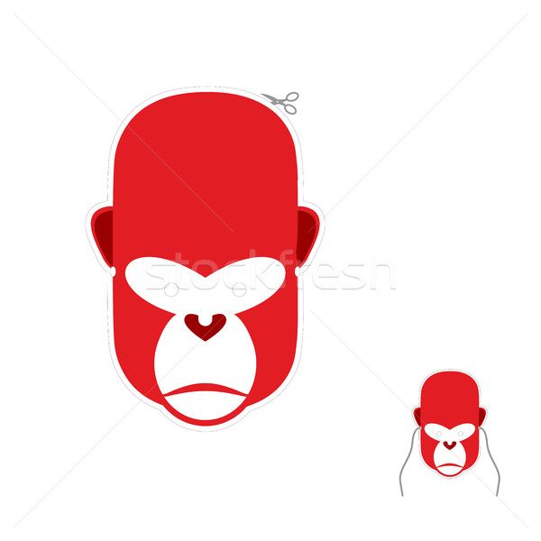 Red monkey mask for new year. Carnival mask to celebrate Christm Stock photo © popaukropa