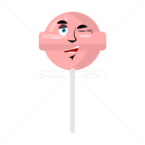 Lollipop winking Emoji. Candy on stick happy emotion isolated  Stock photo © popaukropa