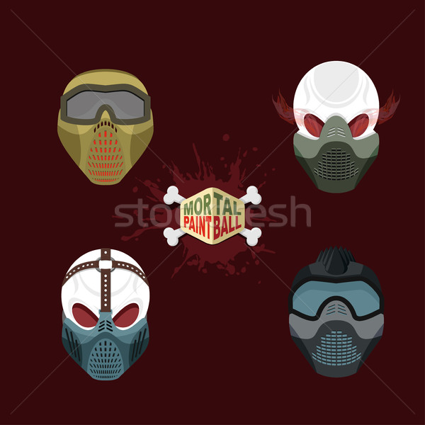 set paintball evil  mask. skull Mortal paintball Stock photo © popaukropa