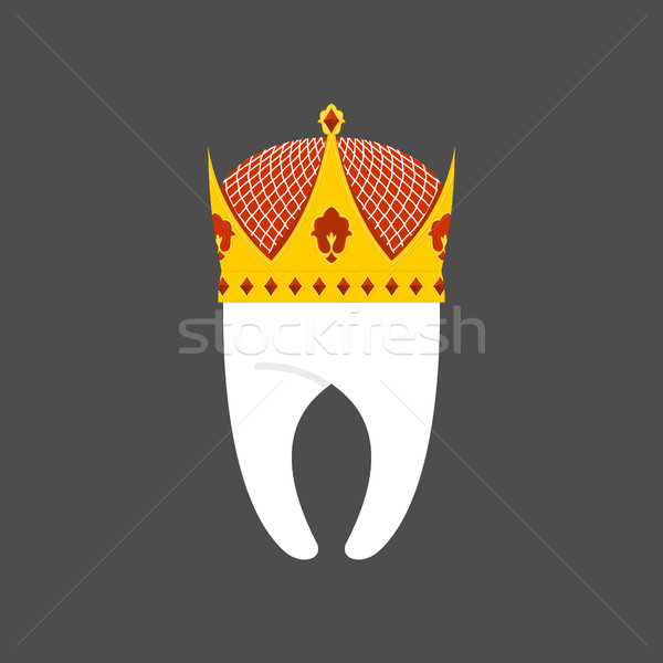 Tooth Crown. White pure Royal. Vector illustration logo for dent Stock photo © popaukropa