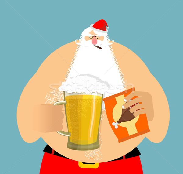 Santa Claus and beer. Christmas beer mug. New Year alcohol Stock photo © popaukropa