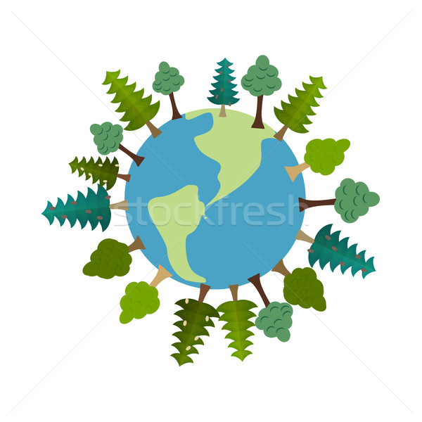 Earth and trees. Green Planet. Vegetation on land. Forest map. e Stock photo © popaukropa