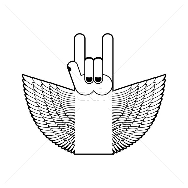 Rocha mão asas símbolo música rolar Foto stock © popaukropa