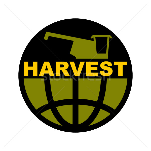 harvest logo. Agriculture emblem. combine harvester and Earth. F Stock photo © popaukropa